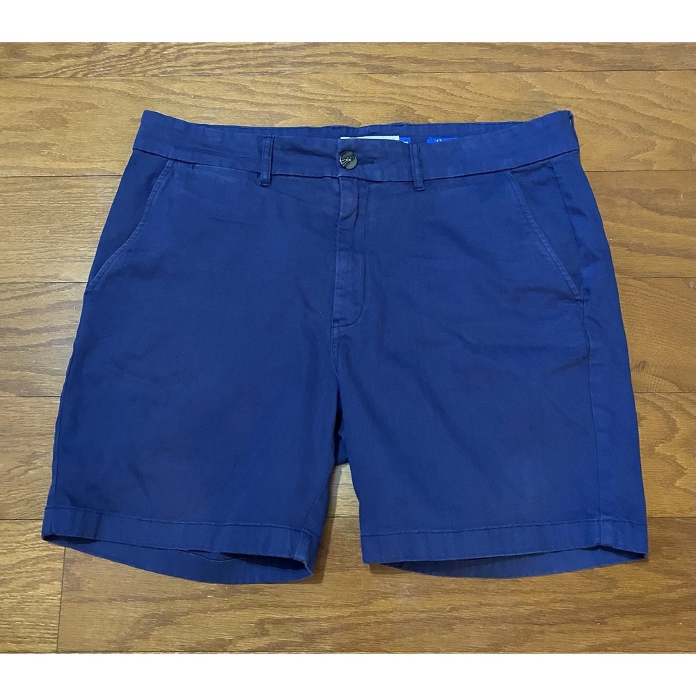 Peter Manning NYC 7" Chino Shorts Men's Size 38 Blue Navy Comfort Stretch Casual